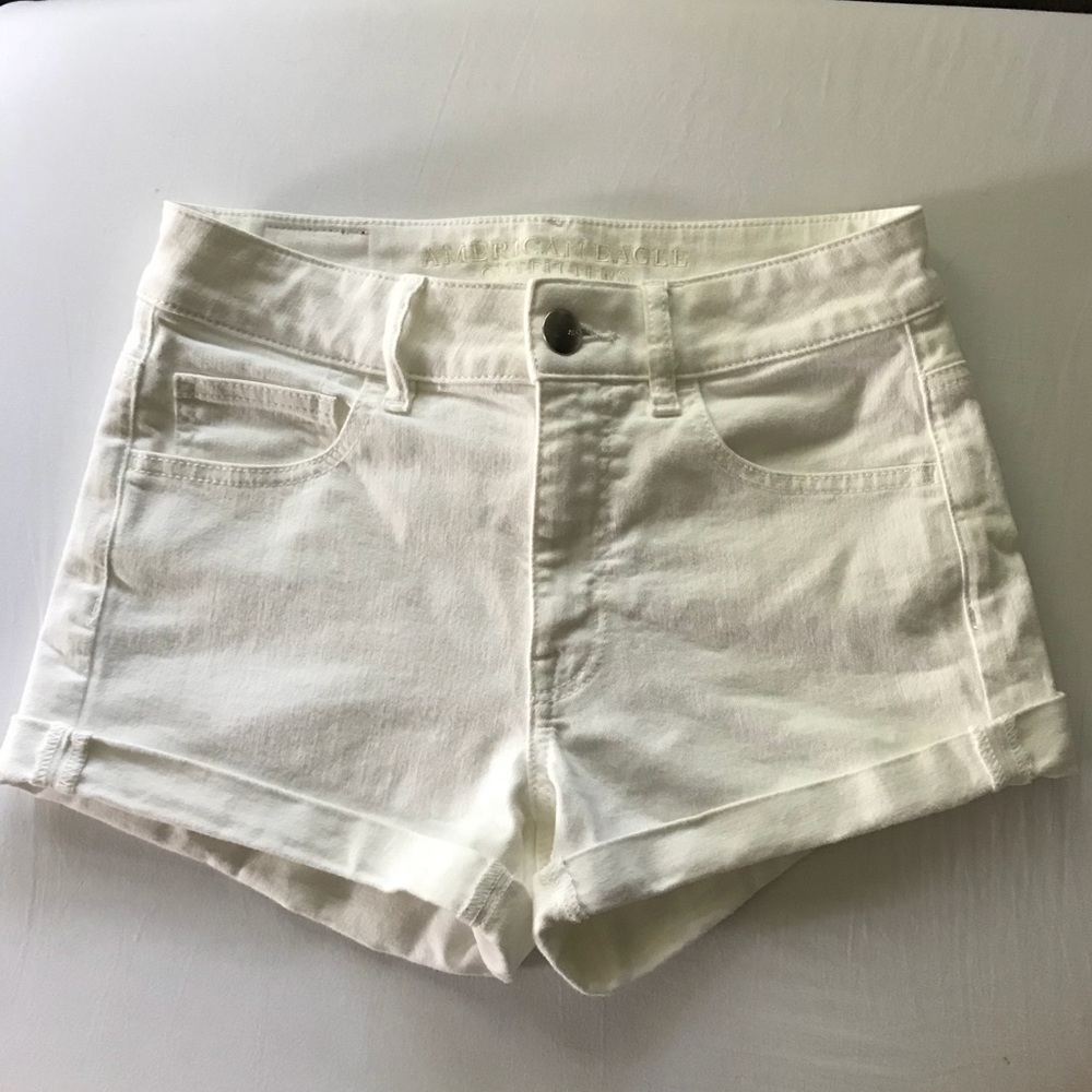American eagle white denim shorts